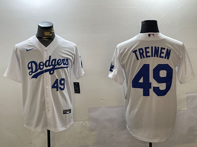 Men Los Angeles Dodgers #49 Treinen White Game 2024 Nike MLB Jersey style 4->los angeles dodgers->MLB Jersey